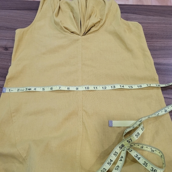 For Cynthia Linen Blend Cowl Neck Dress Mustard Yellow Size XS - Picture 7 of 10